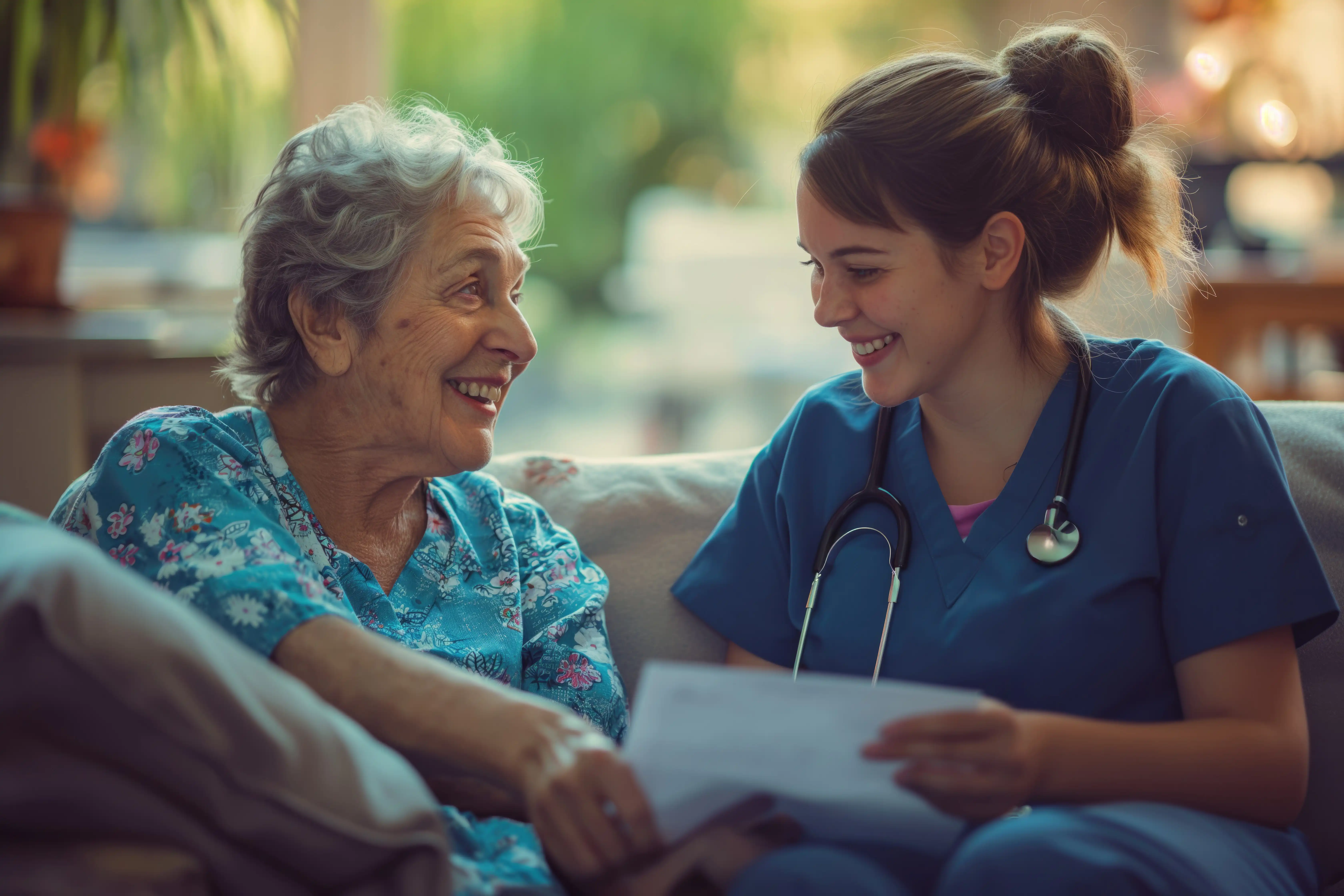 Nurse speaking clearly with elderly patient